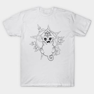 Aleister Meowley (Black and White Outline) T-Shirt